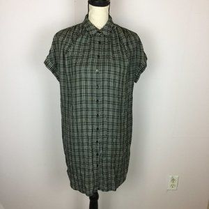 Madewell Mini Tunic Shirt Dress Size S Womans Black & White Plaid Short Sleeve